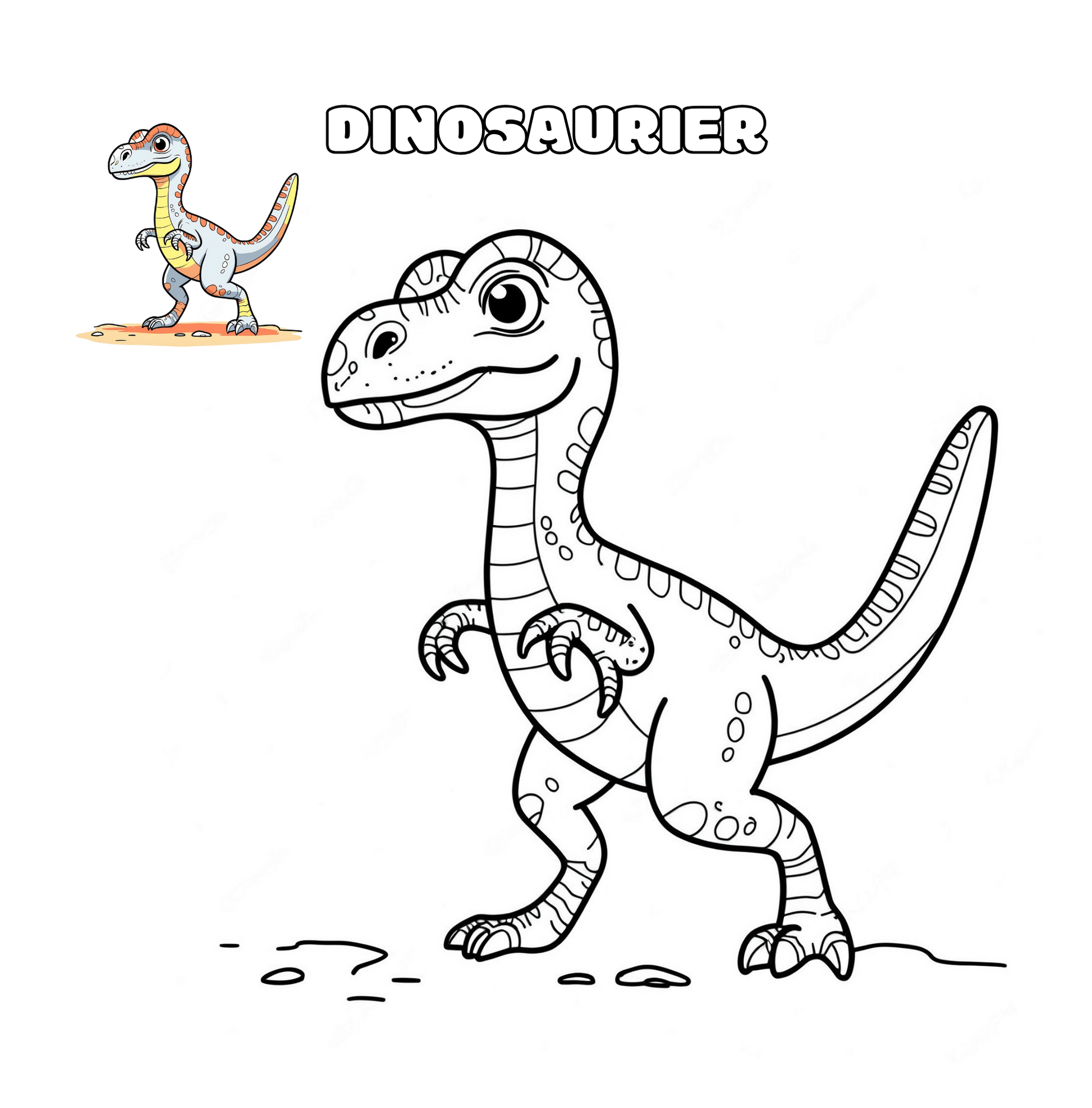 Lustiges Dinosaurier Ausmalbild für Kinder – perfekt zum Drucken und Ausmalen