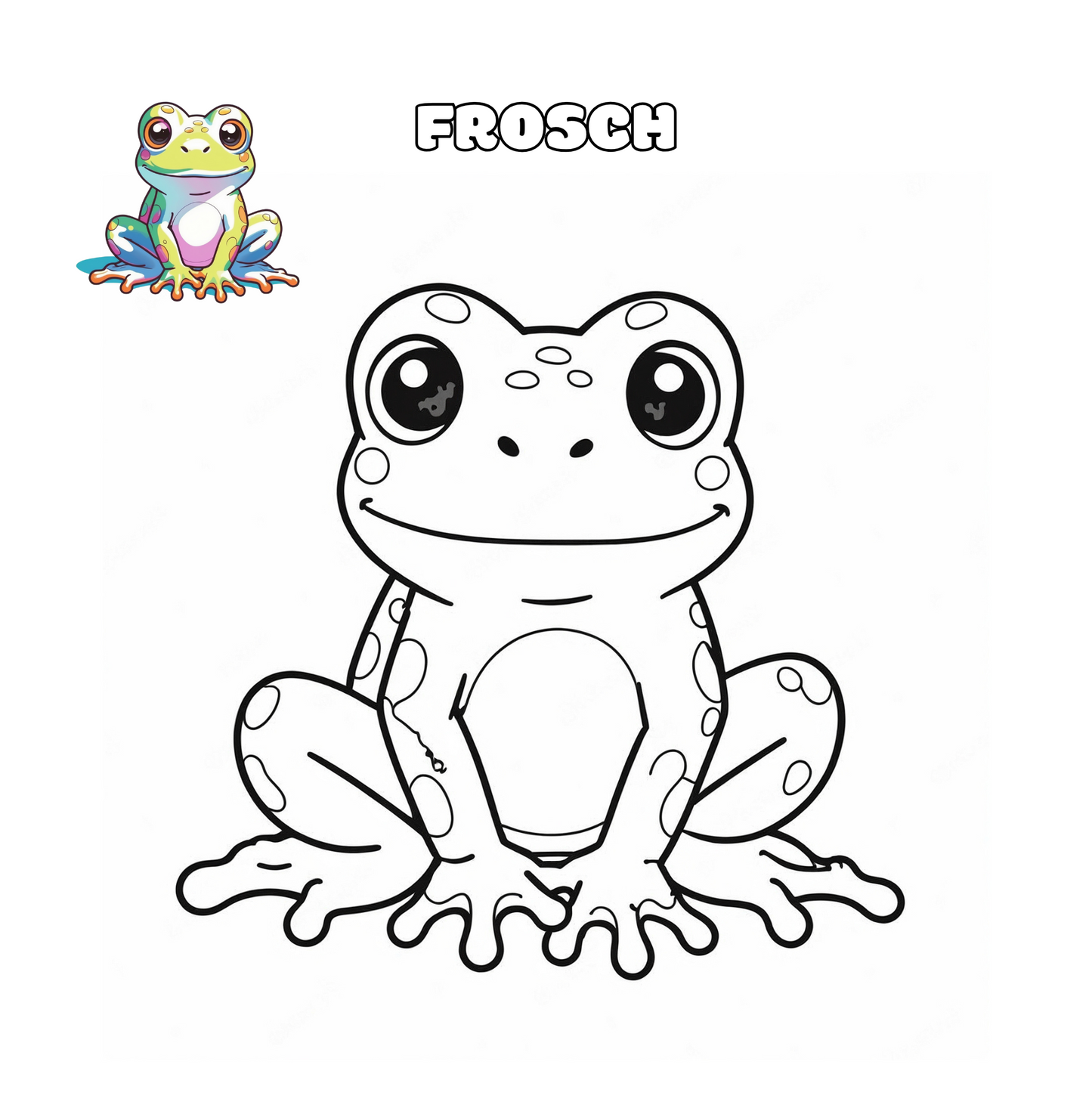 Süßes Frosch Ausmalbild für Kinder ab 4 Jahren – ideal zum Ausdrucken