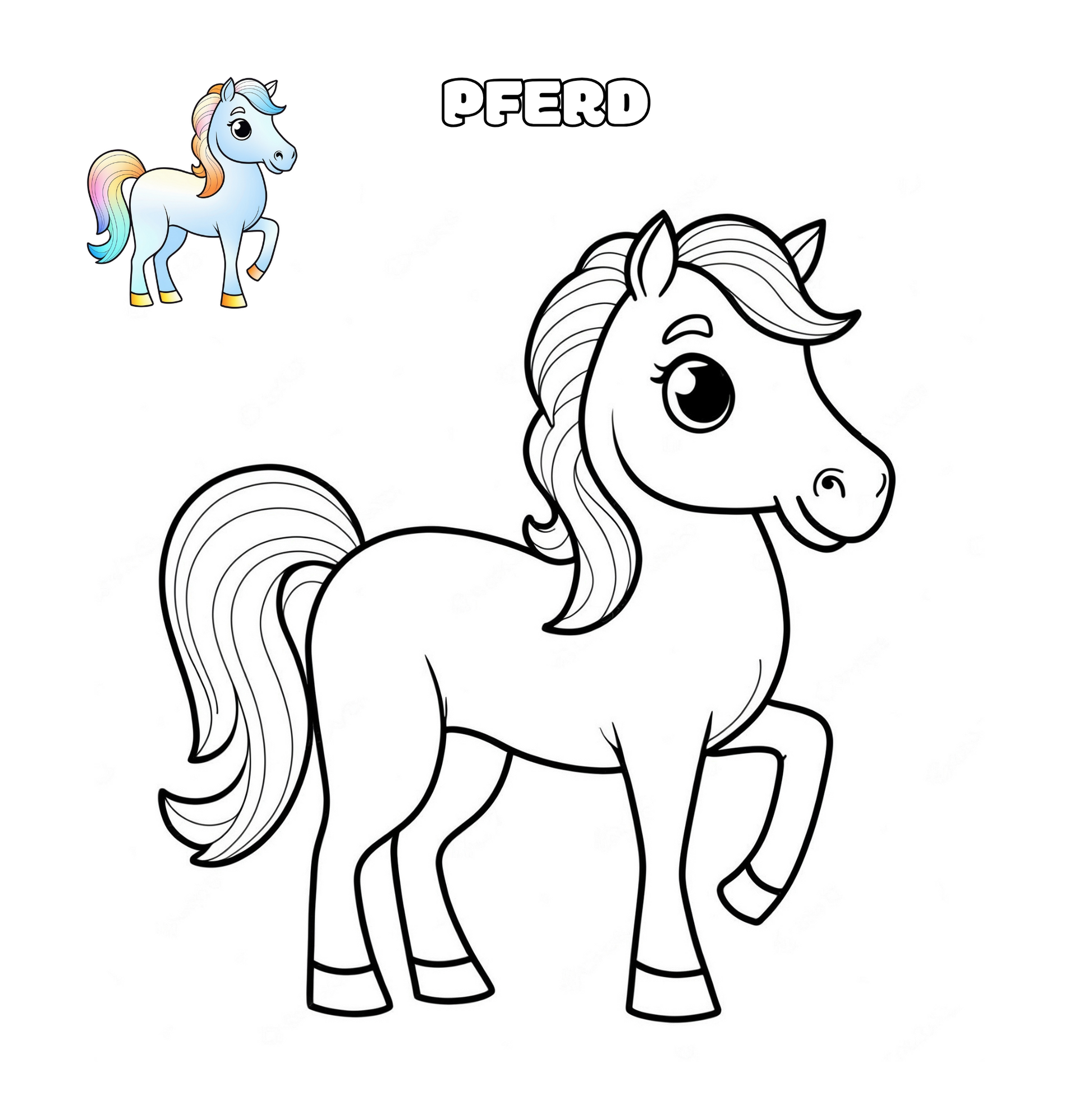 Niedliches Pferd zum Ausmalen für Kinder – kindgerechte Malvorlage
