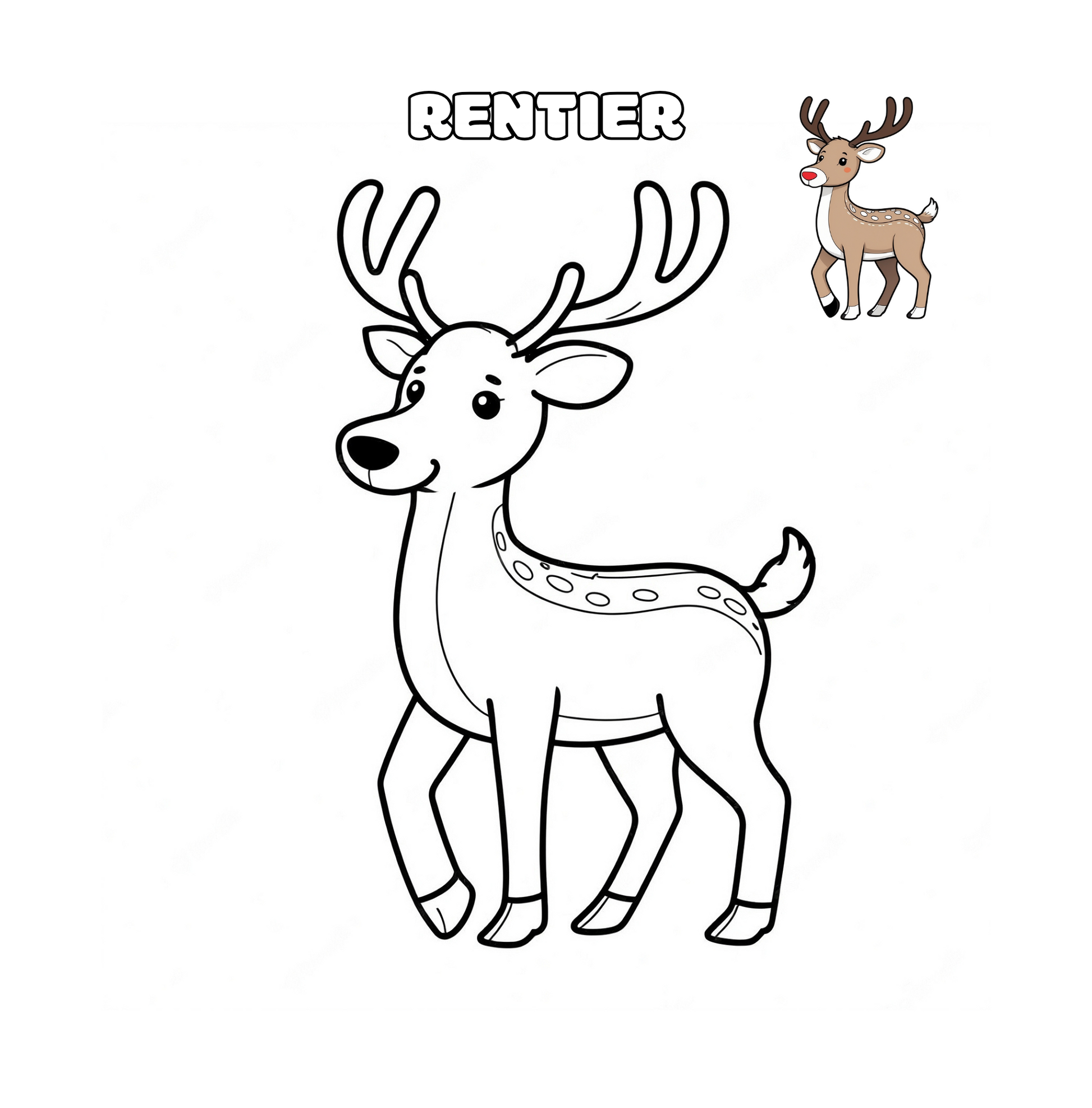 Niedliches Rentier – Ausmalvorlage für Kinder zur Weihnachtszeit