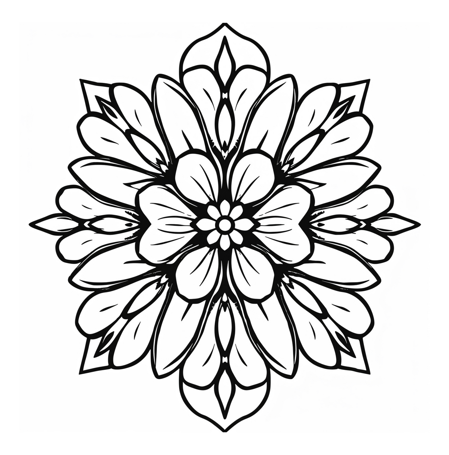 Symmetrisches Blumenmuster – Malvorlage für Kinder