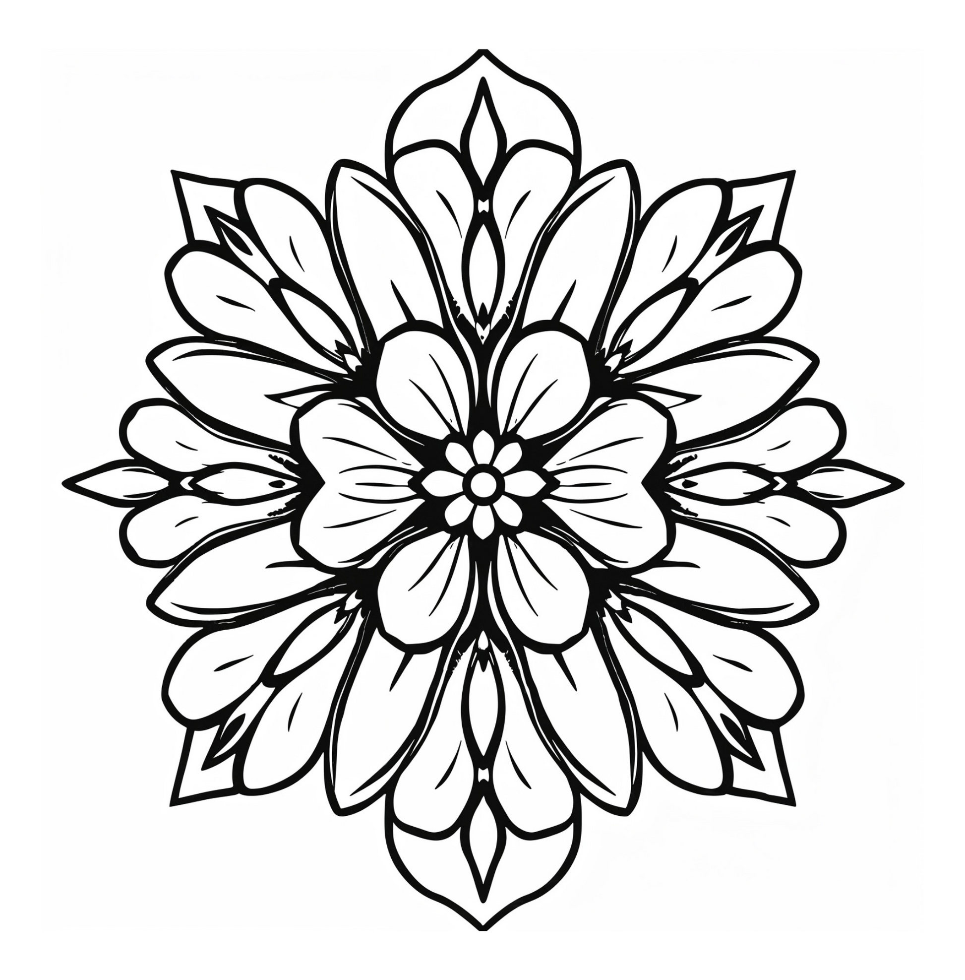 Symmetrisches Blumenmuster – Malvorlage für Kinder